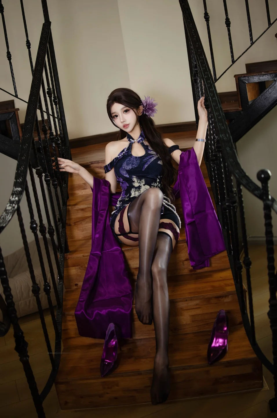 过期米线线喵 - No.169 紫韵旗袍 [20P-113MB] tg@simisebaisi 【丝足阁】005.webp